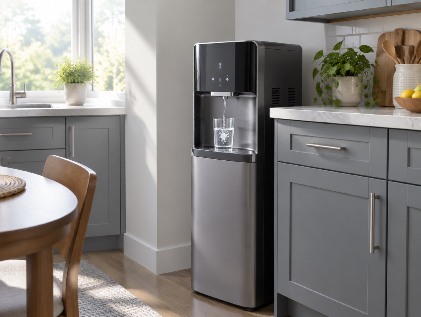 A bottleless cooler in a family kitchen